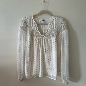 Old Navy Cream Blouse with Gold Dots